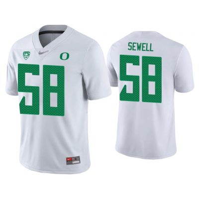 Men Penei Sewell #58 Oregon Ducks White Game College Football Jersey