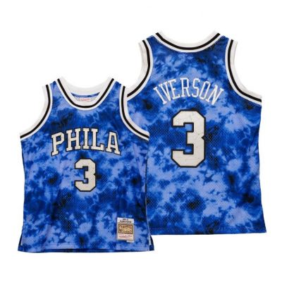 Men Philadelphia 76Ers Allen Iverson Galaxy Royal Hardwood Classics Jersey