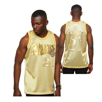 Men Philadelphia 76Ers Joel Embiid Midas Sm Golden Hwc Limited Jersey