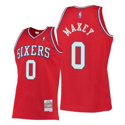 Men Philadelphia 76Ers Tyrese Maxey Hardwood Classics Red Throwback Jersey