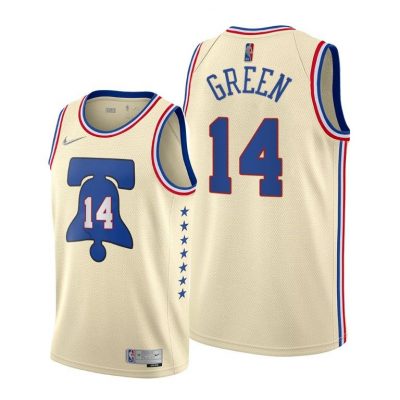 Men Philadelphia 76ers #14 Danny Green Cream 2020-21 Earned Edition Jersey