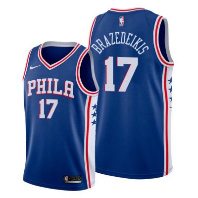 Men Philadelphia 76ers #17 Ignas Brazedeikis Blue 2021 Icon Edition Jersey Swingman