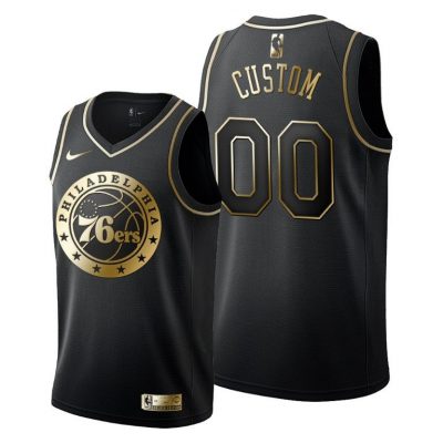 Men Philadelphia 76ers Black Custom Golden Edition Jersey