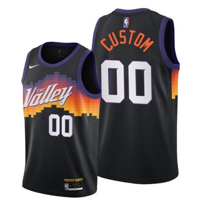 Men Phoenix Suns #00 Custom Black 2020-21 City Edition Jersey The Valley