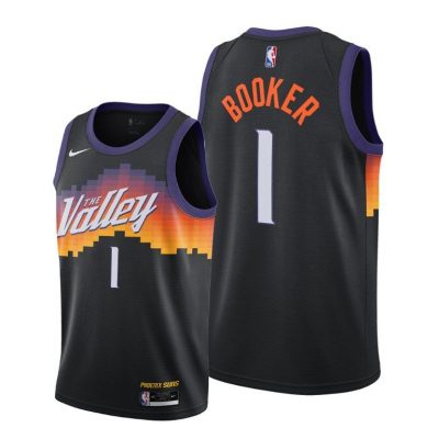 Men Phoenix Suns #1 Devin Booker Black 2020-21 City Edition Jersey The Valley