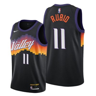 Men Phoenix Suns #11 Ricky Rubio Black 2020-21 City Edition Jersey The Valley