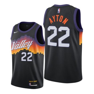 Men Phoenix Suns #22 Deandre Ayton Black 2020-21 City Edition Jersey The Valley