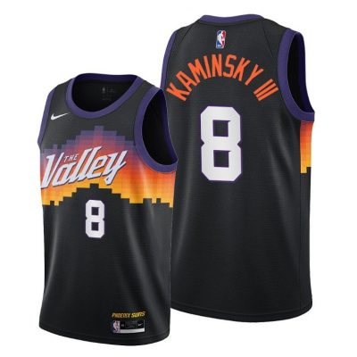 Men Phoenix Suns #8 Frank Kaminsky III Black 2020-21 City Edition Jersey The Valley