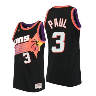 Men Phoenix Suns Chris Paul Hardwood Classics Black Throwback 90S Jersey