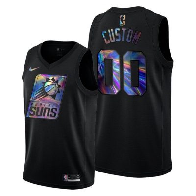 Men Phoenix Suns Custom Iridescent Holographic Black Limited Edition Jersey