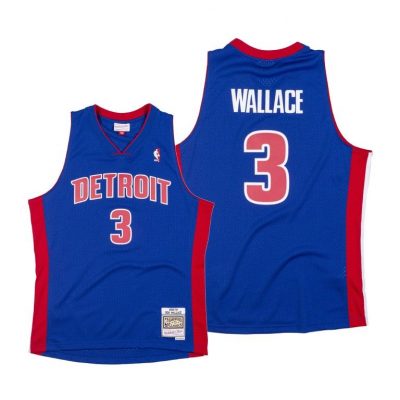 Men Pistons Ben Wallace #3 Throwback Blue Jersey