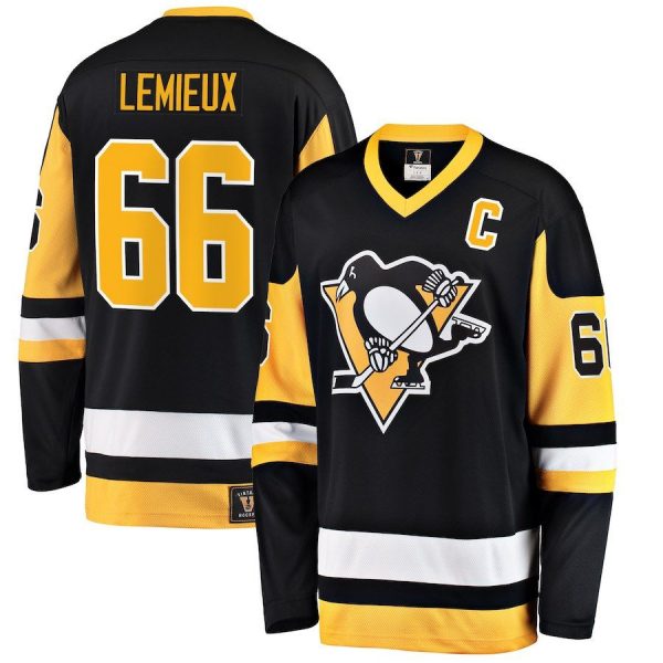 Men Pittsburgh Penguins Mario Lemieux Black Premier Breakaway Heritage Player Jersey