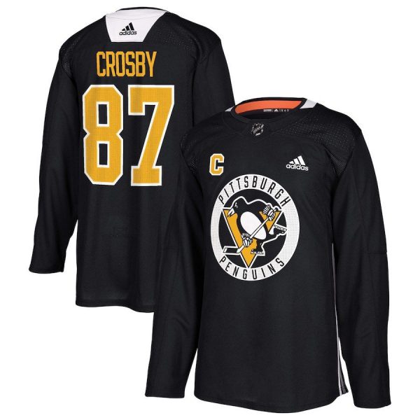 Men Pittsburgh Penguins Sidney Crosby Black Practice Player Jersey
