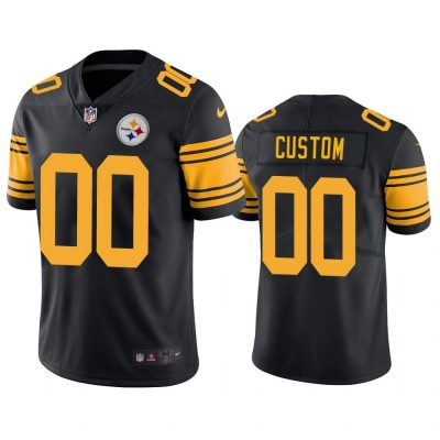 Men Pittsburgh Steelers Custom #00 Black Color Rush Limited Jersey