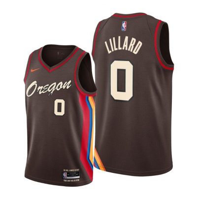 Men Portland Trail Blazers #0 Damian Lillard Chocolate 2020-21 City Edition Jersey Oregon