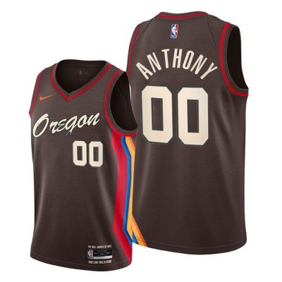 Men Portland Trail Blazers #00 Carmelo Anthony Chocolate 2020-21 City Edition Jersey Oregon