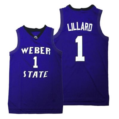 Men Portland Trail Blazers #1 Damian Lillard Purple College Basketball Jersey