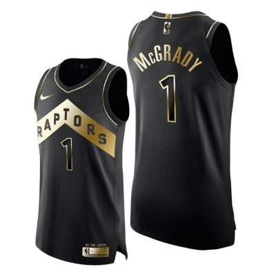 Men Raptors #1 Tracy McGrady black Golden Jersey Limited Edition