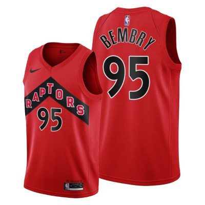 Men Raptors #95 De Andre Bembry Red 2020-21 Icon Jersey