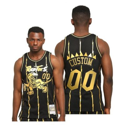 Men Raptors Custom 2021 Throwback Golden Limited Allocation Black Jersey