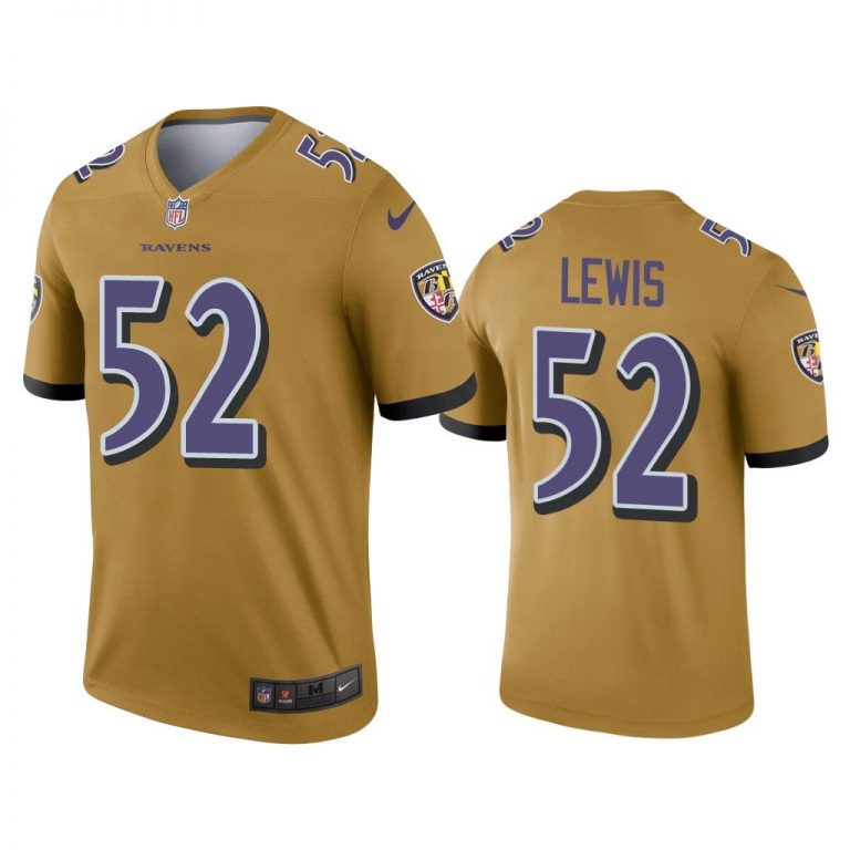 Men Ray Lewis Baltimore Ravens Gold Inverted Legend Jersey