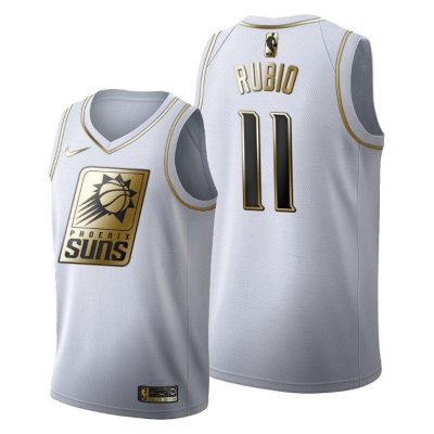Men Ricky Rubio #11 Phoenix Suns Golden Edition White Jersey