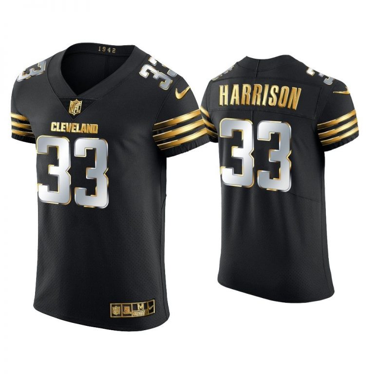 Men Ronnie Harrison Cleveland Browns Black Golden Edition Vapor Elite Jersey