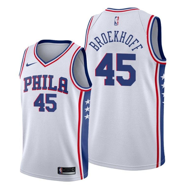 Men Ryan Broekhoff #45 Philadelphia 76ers Association 2020 Draft Jersey - White