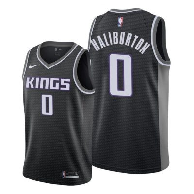 Men Sacramento Kings #0 Tyrese Haliburton Black 2020-21 Statement Jersey 2020 NBA Draft