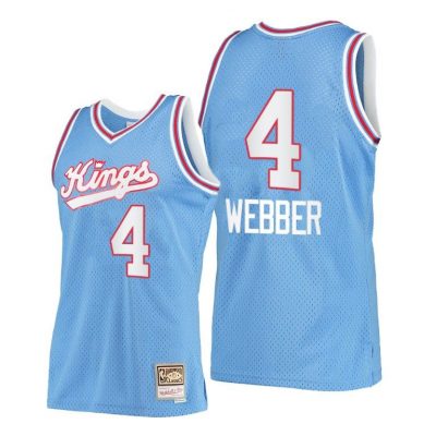 Men Sacramento Kings Chris Webber Hardwood Classics Blue Throwback 90S Jersey