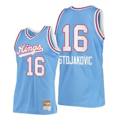 Men Sacramento Kings Peja Stojakovic Hardwood Classics Blue Throwback 90S Jersey