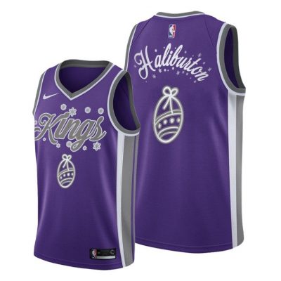 Men Sacramento Kings Tyrese Haliburton 2020 Christmas Night Purple Festive Special Edition Jersey