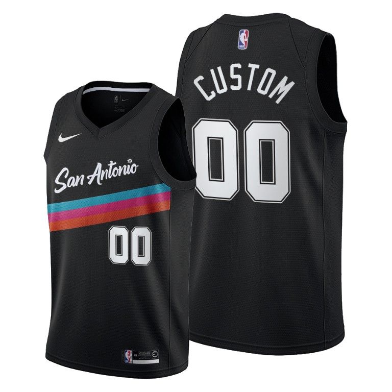 Men San Antonio Spurs #00 Custom Black 2020-21 City Edition Jersey ...