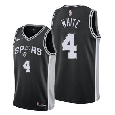 Men San Antonio Spurs Black Derrick White #4 Icon Jersey Men