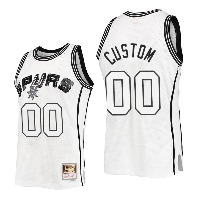 Men San Antonio Spurs Custom Outdated Classic White Mitchell Ness Jersey