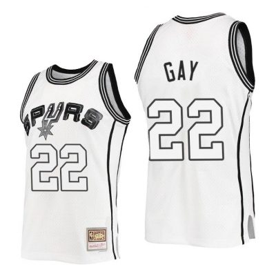 Men San Antonio Spurs Rudy Gay Outdated Classic White Mitchell Ness Jersey