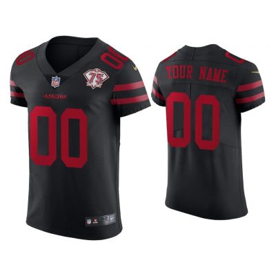 Men San Francisco 49ers 75th Anniversary Custom Black Elite Jersey