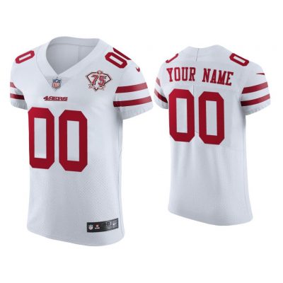 Men San Francisco 49ers 75th Anniversary Custom White Elite Jersey