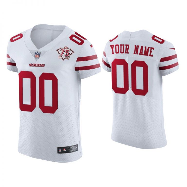 Men San Francisco 49ers 75th Anniversary Custom White Elite Jersey