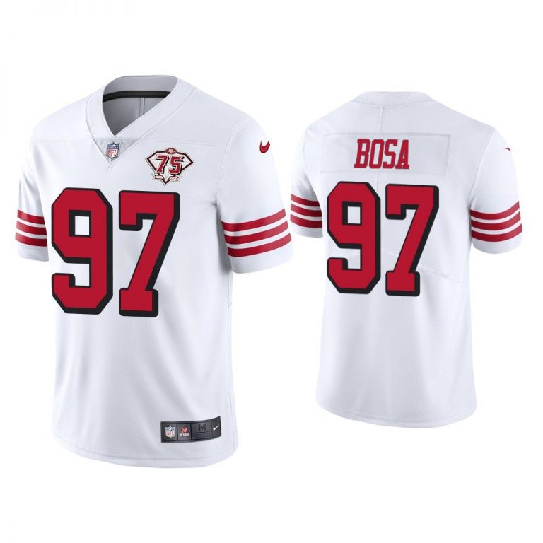 Men San Francisco 49ers 75th Anniversary Nick Bosa White Limited Jersey