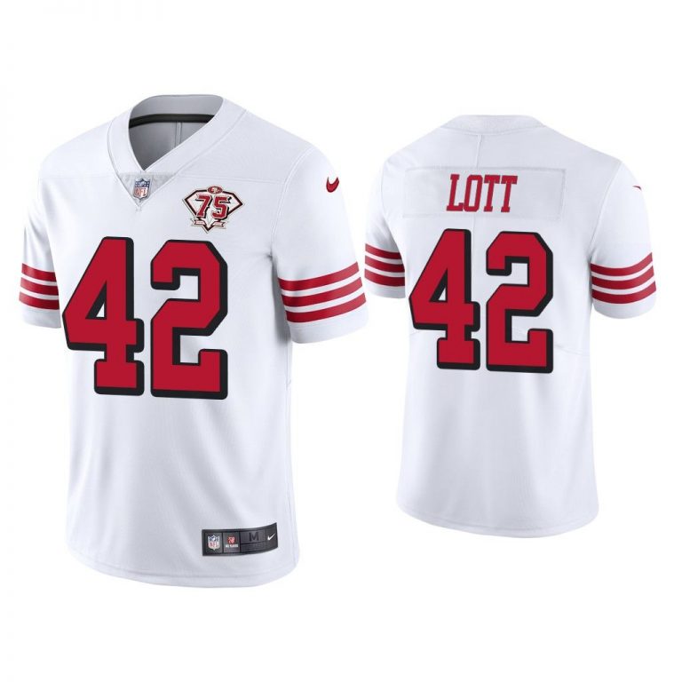 Men San Francisco 49ers 75th Anniversary Ronnie Lott White Limited Jersey