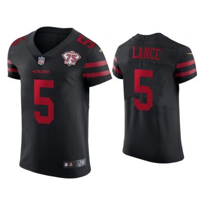 Men San Francisco 49ers 75th Anniversary Trey Lance Black Elite Jersey