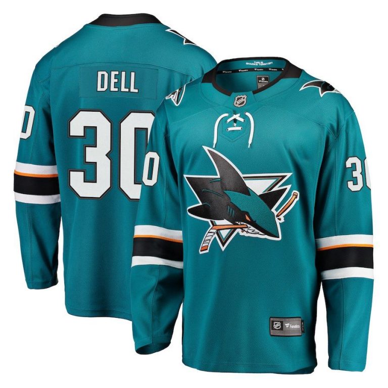 Men San Jose Sharks Aaron Dell Teal Breakaway Jersey