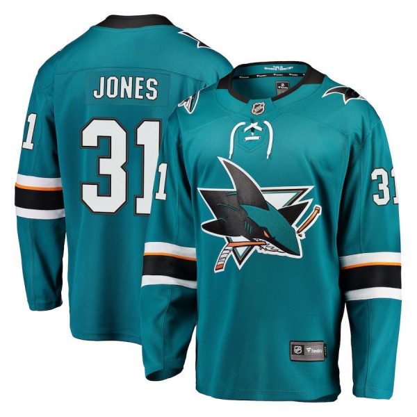 Men San Jose Sharks Martin Jones Teal Breakaway Jersey