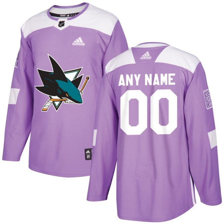 Men San Jose Sharks Purple Hockey Fights Cancer Custom Practice Jersey