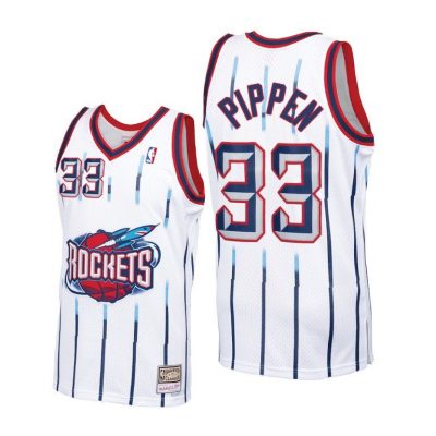 Men Scottie Pippen #33 Rockets Hardwood Classics White Jersey