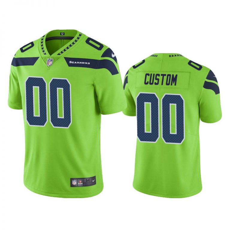 Men Seattle Seahawks Custom #00 Green Color Rush Limited Jersey