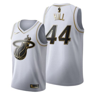 Men Solomon Hill #44 Miami Heat Golden Edition White Jersey