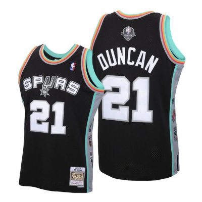Men Spurs Tim Duncan Hall of Fame 2020 Classic Throwback Black Jersey