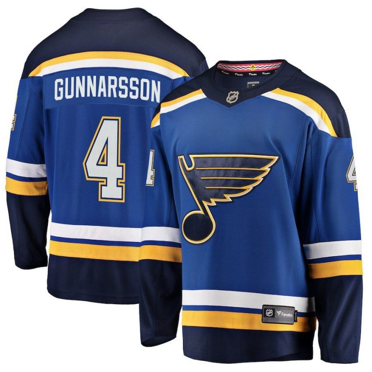 Men St. Louis Blues Carl Gunnarsson Blue Breakaway Player Jersey